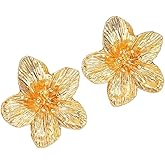 QiaTsed Earrings for Women Flower Statement Stud Earrings Hypoallergenic Chunky Gold Earrings Ideal Jewelry Gift for Women
