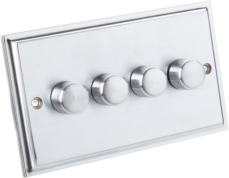 Philex Push to Turn Dimmer Light Switch Solid Steel Flat Plate