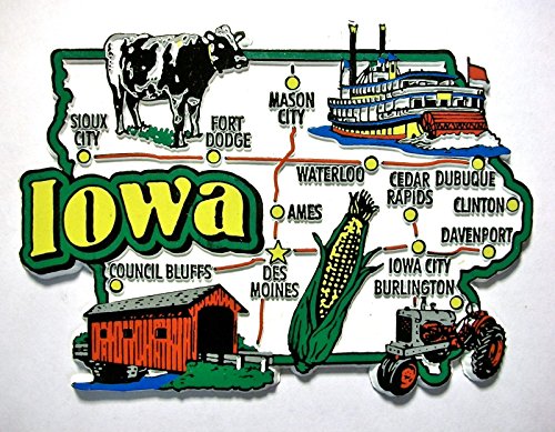 Iowa Jumbo State Map Fridge Magnet