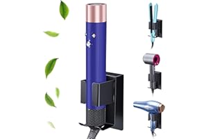 LOXSUN Hair Straightener Holder Wall Mount Curling Iron Holder, Blow Dryer Holder Wall Mounted, Adhesive Hair Dryer Holder, Hair Tools Organizer Storage for Bathroom Vanity (1, Black)