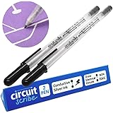 Circuit Scribe Non-Toxic Conductive Ink Pen for Kids Circuit Building Set (2-Pack) | Silver Ink Rollerball Point Pen Kit, Sci