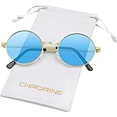CHRORINE Hippie Sunglasses Round 70s Retro Glasses for Women Men Party Accessory Festival Fashion Vintage Sunglasses