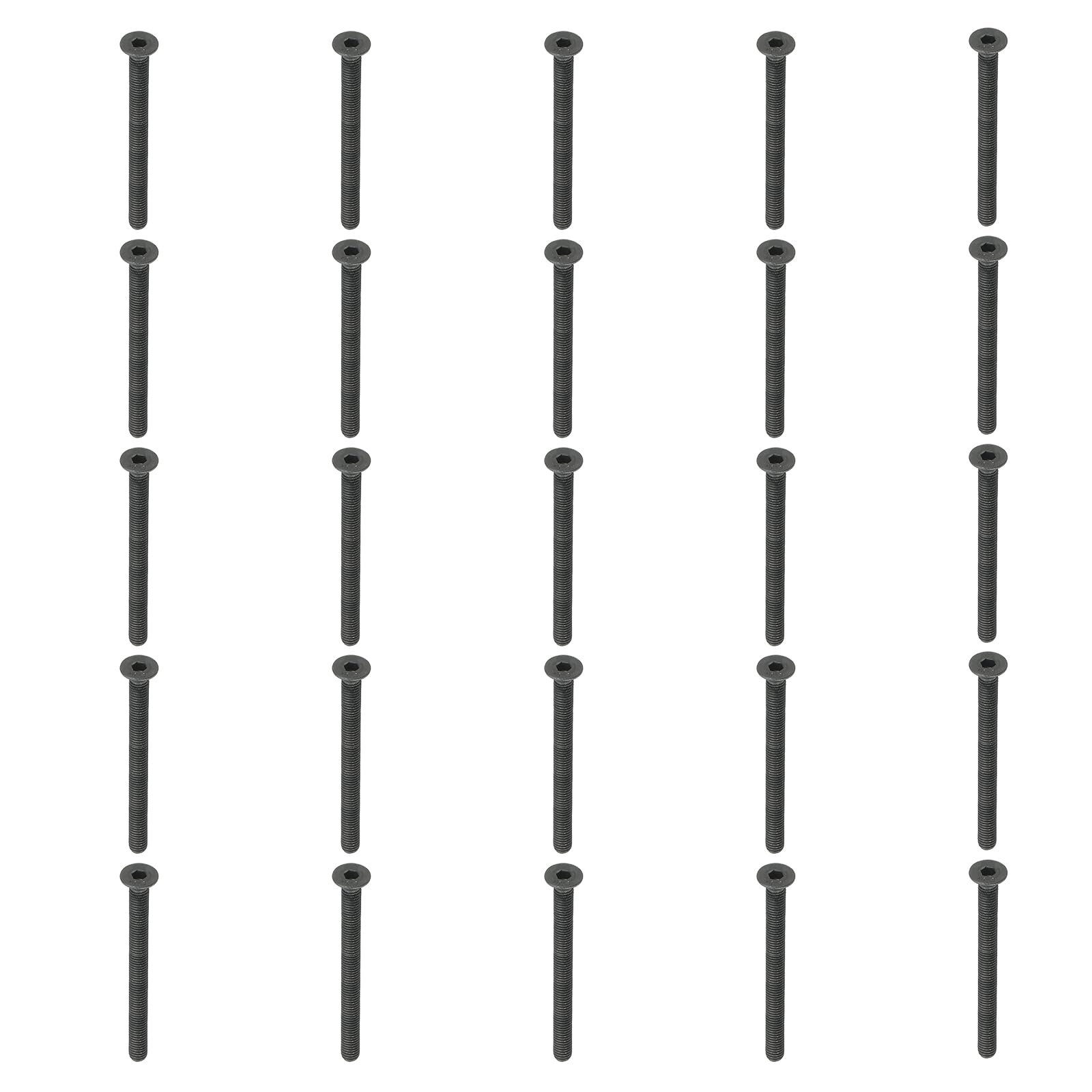 PATIKIL M5 x 60 mm Flat Head Socket Cap Screws, 20 Pack Flat Countersunk Bolts Medium Carbon Steel Hex Socket Drive Machine Screws Full Thread Black Oxide Grade 10.9