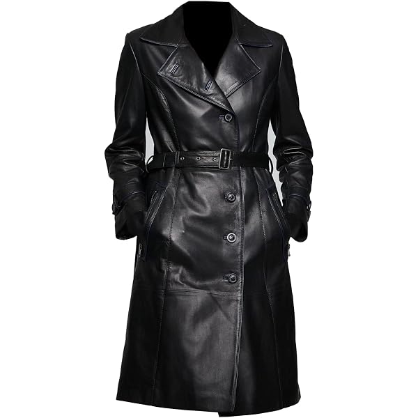 Classic Long Trench Coat - Genuine Leather Full Length Outerwear