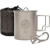 Tactiko 15 oz (450 ml) 100% Titanium Camping Mug or Cooking Pot | Ultralight | Featherweight Titanium Grade 1 - Minimalist Backpacking Gear for Thru-Hiking, Trekking, Survival