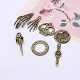 kuou 80Pcs Assorted Antique Steampunk Gears Skeleton Charms Pendant Bronze view 5