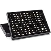 Juvale Ring Display Tray - Velvet Protection & Jewelry Display - Removable Pad & Earring Storage - Stackable Jewelry Trays & Glasses Holder for Nightstand - Pack of 2, 13.8 x 9.5 x 1.3 in, Black
