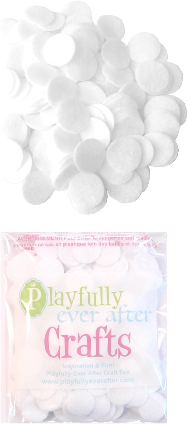 Playfully Ever After 1 Inch White 100pc Felt Circle Stickers