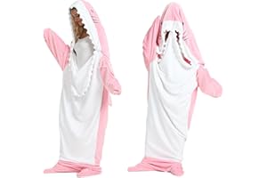 JingDan Shark Blanket for Adult & Kids - Cozy and Warm Wearable Shark Blanket Flannel Hoodie Onesie