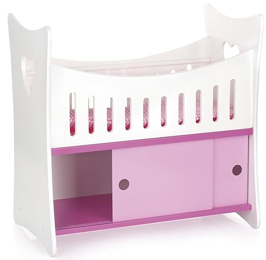 title=Letto Culla a Dondolo Lettino Per Bambole In Legno Classico Armadio Per Gli