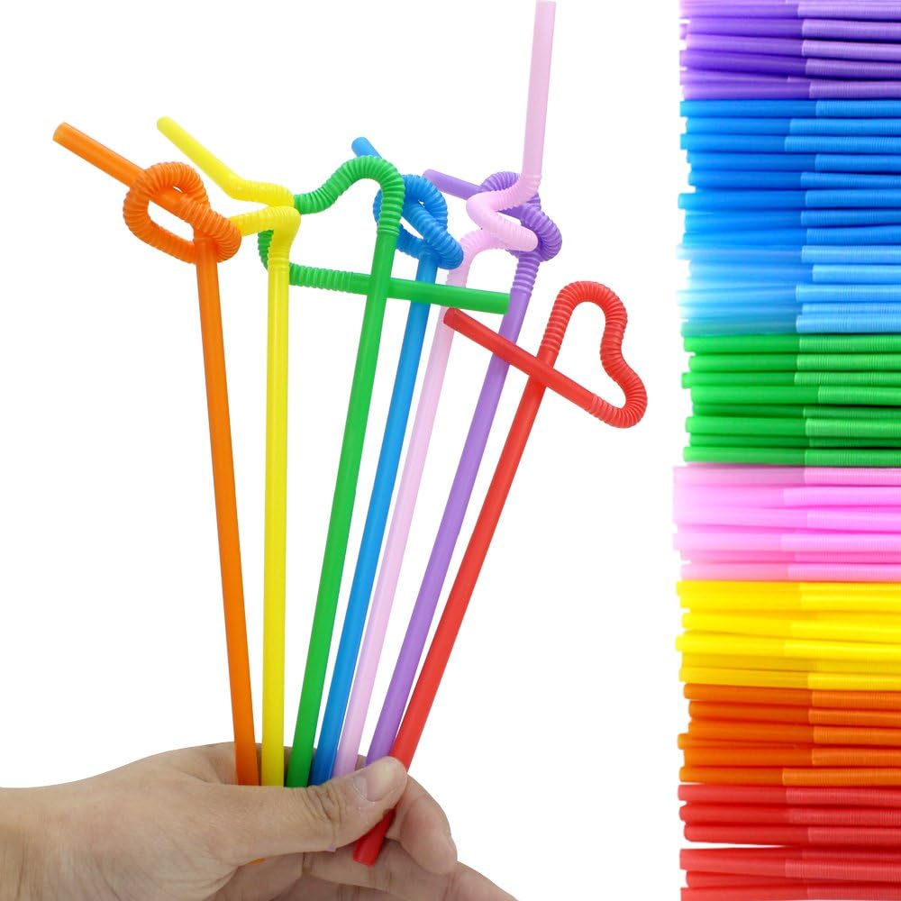 Tomnk 300pcs 10.3 Inches Disposable Flexible Bendy Drinking Straws Plastic Straws: Kitchen & Dining