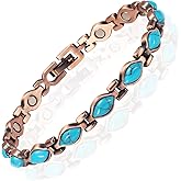 EnerMagiX Copper Bracelets for Women, Pure Copper with Colored Turquoise Bracelet, 3500 Gauss Magnets, Fashion Jewelry(FUTI-1)