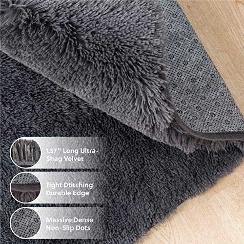 Bedsure Shag Area Rugs for Bedroom, Grey Fluffy Rug Plush Living Room