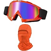 LJDJ Dirt Bike Goggles ATV Off-Road Riding Motorcycle Motocross Glasses with Sun UV Protection Balaclava Full Face Cover