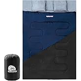Double Sleeping Bag for Adults Kids - Lightweight 2 Person Sleeping Bag with Pillow, Queen Size Waterproof Camping Sack Two P