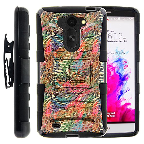 LG Vista Case, LG Vista Holster, Two Layer Hybrid Armor Hard Cover with Built in Kickstand and Art Pattern Designs for LG G Vista D631, LG G Pro 2 VS880 (AT&T, Verizon) from MINITURTLE | Includes Screen Protector - Rainbow Animal Pattern