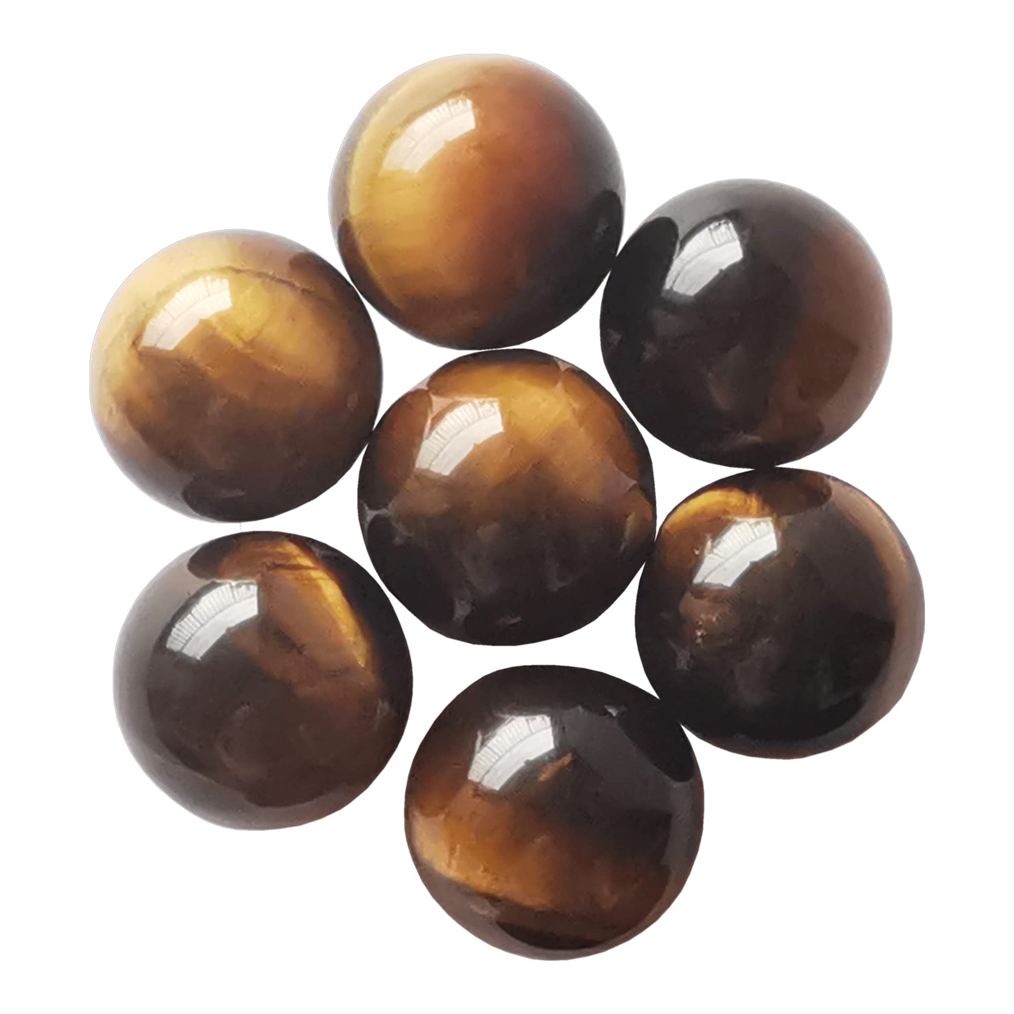 Manekieko 7 Pcs Natural Tiger's Eye 2cm Crystal Sphere Ball Set,Feng Shui Chakra Aura Home Desk Decor Decorative Collection