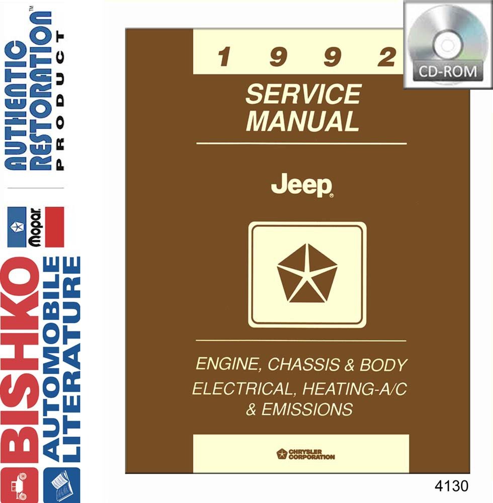 Amazon.com: bishko automotive literature 1992 Jeep Cherokee Comanche  Wrangler Shop Service Repair Manual CD Engine: Automotive
