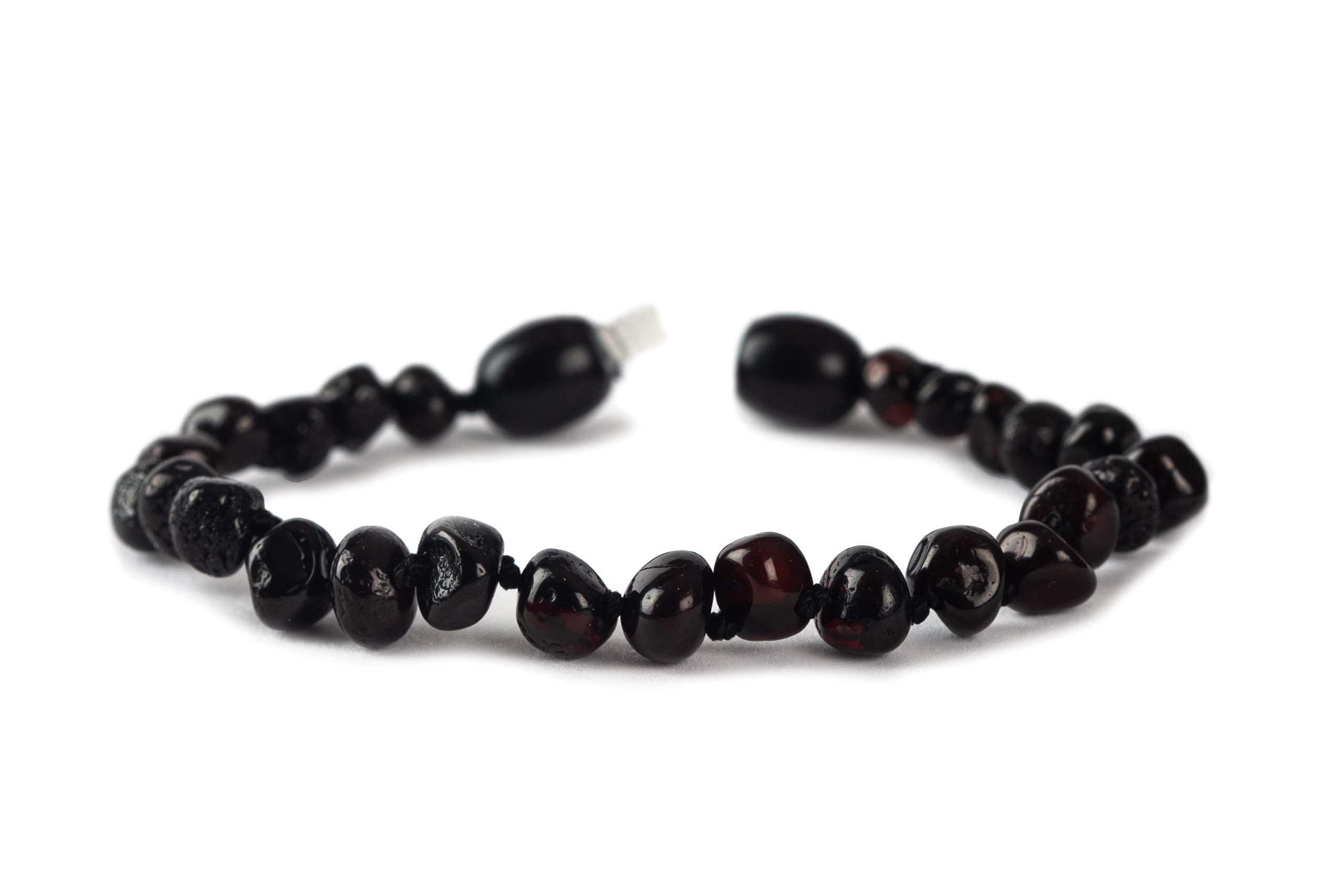 Baby J's - Polished Ruby Coloured Bracelet/Anklet - Premium Amber Bracelet - Handcrafted with 100% Baltic Amber - Fitted with a Safety Screw Clasp - Knotted to Prevent Scattering - 14cm — image 1