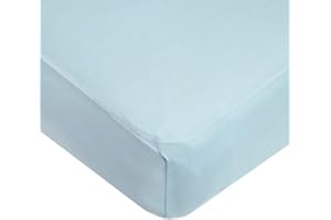 American Baby Company 100% Natural Cotton Fitted Crib Sheet 52" x 28" - Soft, Breathable, Hypoallergenic & Gentle Toddler Bed Sheet, Blue, Neutral for Boys & Girls