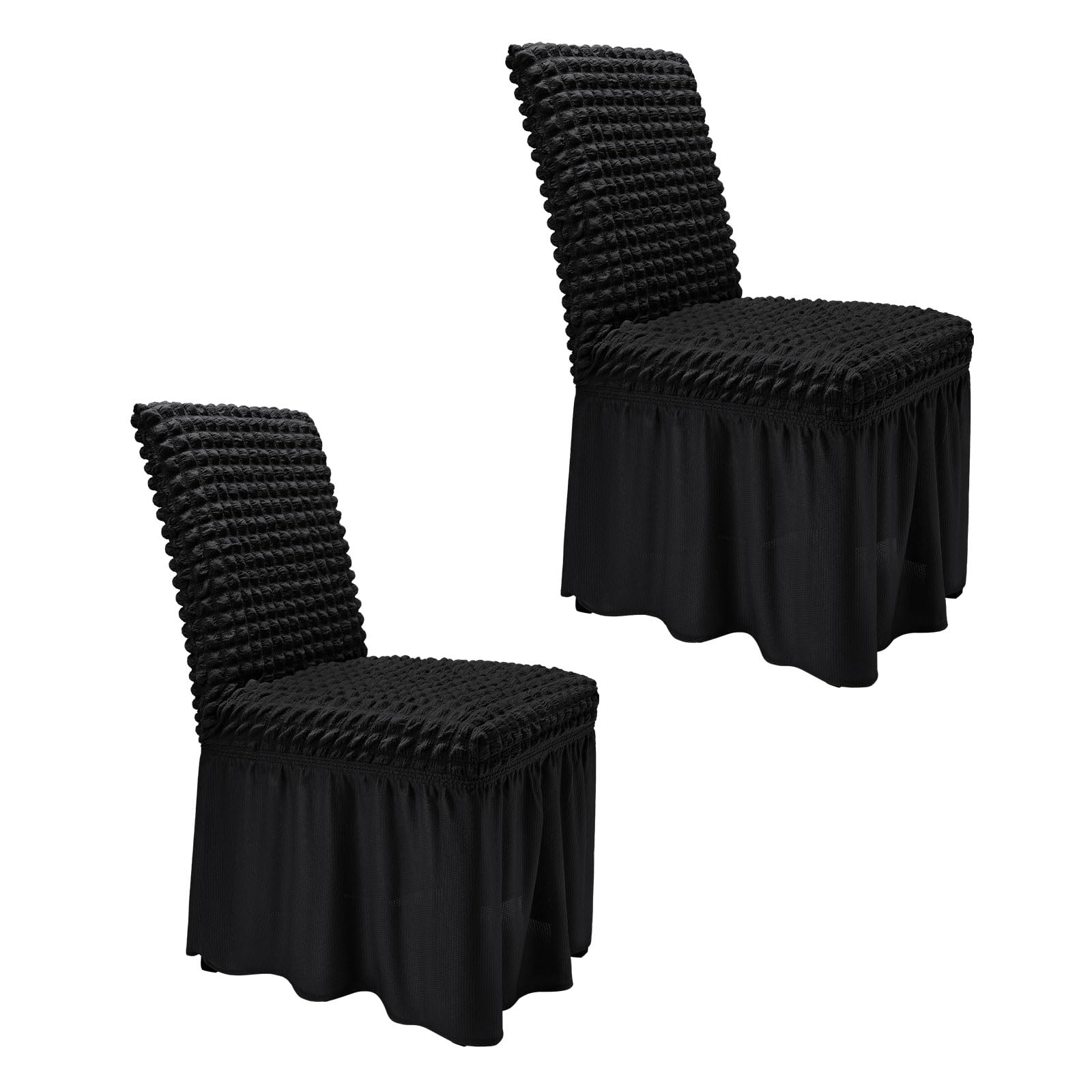 Photo 1 of NICEEC High Stretch Chair Covers for Dining Chairs Covers Set of 2 Removable Dining Room Chair Covers with Skirt Spandex Parson Chair Slipcovers Protector for Kitchen Wedding Party Banquet(Black)