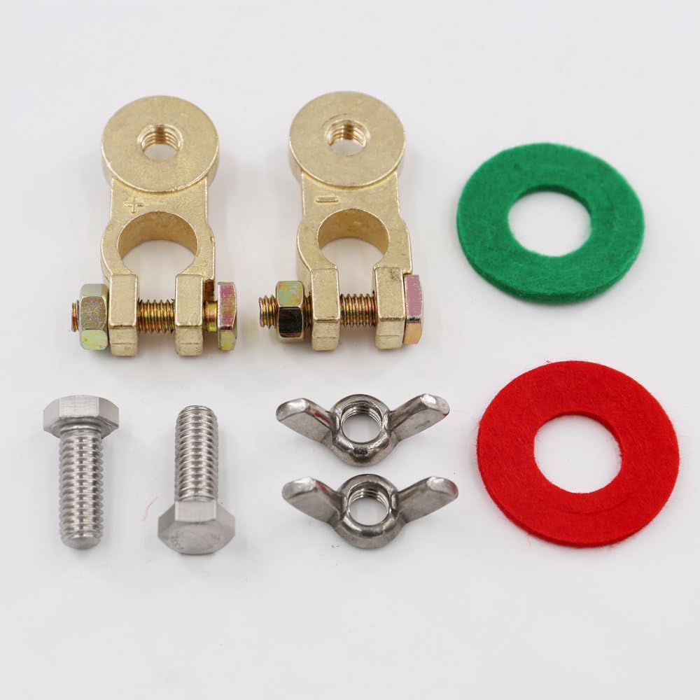 UTSAUTO Thickened Brass Battery Terminal Set 2Pcs Positive & Negative Car Battery Terminal Connectors Clamp For Truck Van Marine Boat Max Current 300A: Automotive