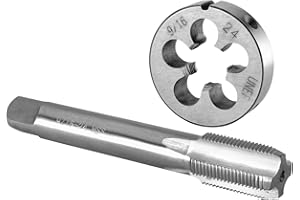 Burkit 9/16"-24 UNEF Tap and Die Set Right Hand, 9/16 x 24 UNEF Machine Thread Tap and Round Die