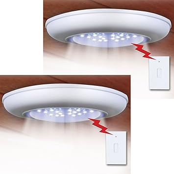 Set Of 2 Cordless Ceiling Wall Light W Remote Light Switch Wall