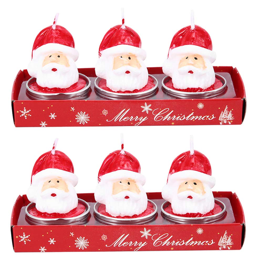 2 Box Candle Premium Wax Tealight Santa Claus Head Shaped Decorative Room Table Party Ornament Christmas Decoration