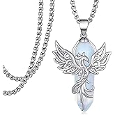 Tiaxiemo Phoenix Necklace 925 Sterling Silver Moonstone Phoenix Necklace phoenix jewelry Gifts for Women Men