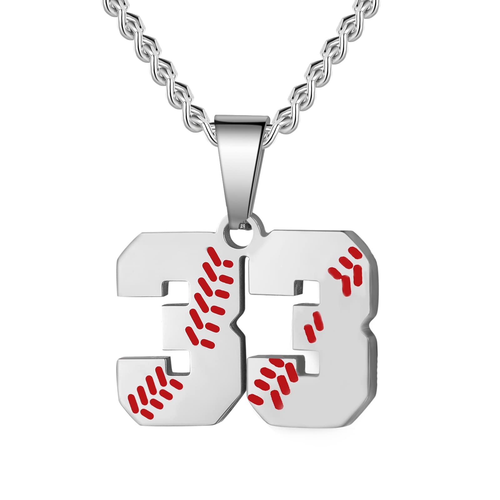 HattiDoris Baseball Number Necklace for Men 00-99