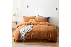 BRAVETOLIVE Zipper Bedding Brunt Orange Duvet Cover Queen Full Pumpkin Duvet Cover Sets Fall Rust Orange Comforter Cover Zipper Ties 1 Duvet Cover 2 Pillow Shams,Soft Aesthetic Bedding Full, No Comforter