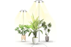 TAURUSY Grow Lights for Indoor Plants Full Spectrum with Detachable Tripod Stand, 10-55 Inches Height Adjustable Aluminum Alloy Indoor Plant Grow Lamp with Auto On/Off Timer Function