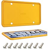 ZAKRA License Plate Frames,2 Pack Silicone License Plate Frames,Premium Silicone Material, Rust-Proof,Rattle-Proof,Weather-Proof.(Yellow)