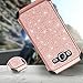 Galaxy J3 Case, J3 Case, Express Prime Case, Amp Prime Case, BENTOBEN 2 in 1 Glitter Bling Hybrid Hard Cover Sparkly Shiny Faux Leather Shockproof Protective Case for Samsung Galaxy J3/J320, Rose Gold