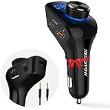 (2022 Upgraded Version Include AUX Cable)NECESPOW Bluetooth FM Transmitter for Car, Bluetooth 5.0 Car Adapter,MP3 Player Wire