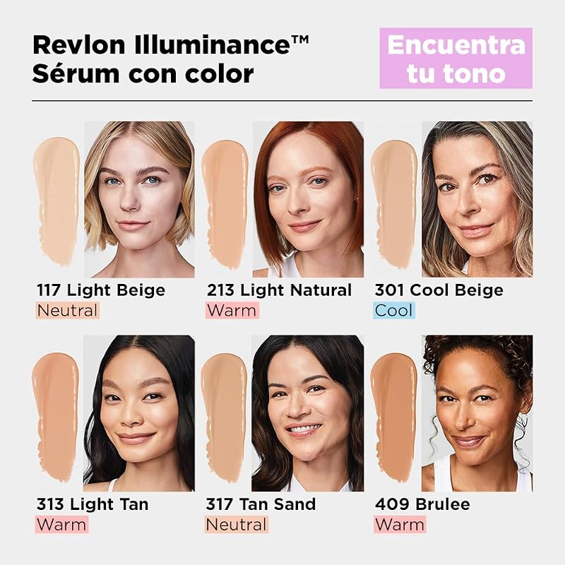 Revlon illuminance serum tint, sérum colorido, enriquecido com vitamina e e ácido hialurônico para hidratar com fps 15, tom natural claro, 1 unidade (pacote com 1)