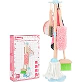 Kids Cleaning Set, Wooden Toddler Broom Set for Housekeeping, 7 Pieces Montessori Cleaning Toys with Kids Broom and Mop Set, Housework Pretend Play Toy Gift for Boys Girls Ages 3+