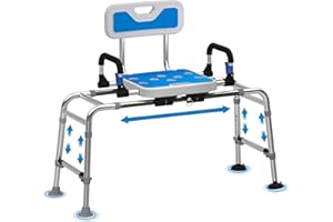 Drseats Slide Shower Chair Heavy Duty 500lbs Tub Transfer Bench with Arm & Back, Adjustable Height Bath Stool Seat with Non-Slip Suction Cups for Seniors Elderly Disabled or Bariatric Adults