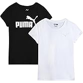PUMA Girls T Shirts - 2 Pack Short Sleeve Logo Graphic Tees - Casual Everyday Athletic Shirts for Girls (Sizes: S-XL)