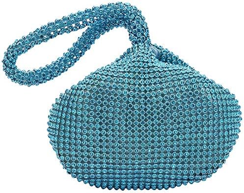 AIJUN Triangle Full Rhinestones Women's Evening Clutch Bag Party Prom Wedding Purse (Blue)