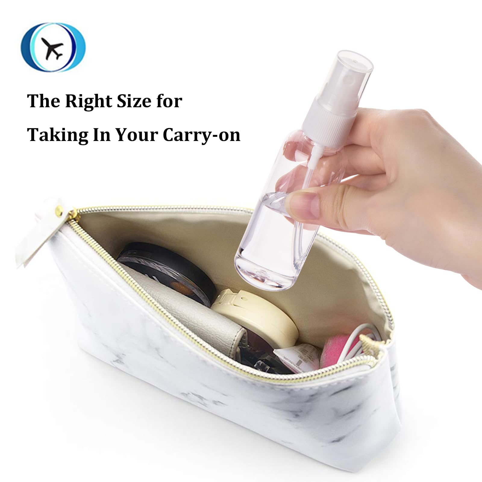 Hydior Small Clear Travel Spray Bottle 2 oz, Mini Empty Fine Mist Plastic Spray Bottles Set of 10