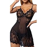 CQIANGMA Babydoll Lingerie for Women Honeymoon V Neck Chemise Sexy Exotic Open Front Negligee