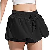 BOOPH Girls Flowy Shorts Athletic Butterfly Shorts with Inner Pockets 2-in-1 for Girls Running Tennis Sports