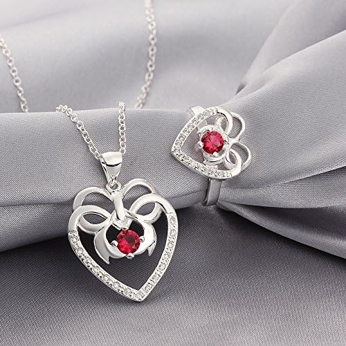 Petbly(TM)New 2015 Crystal Jewelry Sets Pendants &amp; Necklaces Love Heart Shape Ring Silver Chain Plated Collares For Women White/Blue/Red