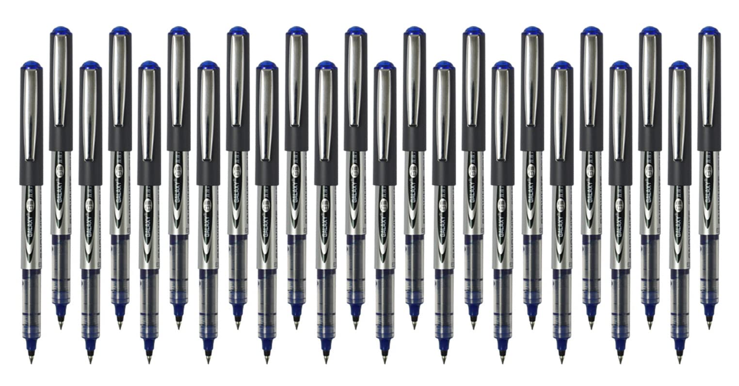 Gullor Vision Stick Fine Point Rollerball Pens, 0.5mm Liquid Ink Quick-Drying Pens for Writing, Blue Ink - Pack of 24