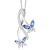 Gem Stone King 1.21 Cttw Blue Tanzanite Necklace | Butterfly Infinity Pendant Necklace for Women | 925 Sterling Silver | December Gemstone Birthstone | With 18 Inch Silver Chain