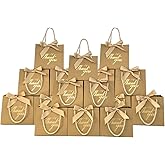 TKSBAG 100 Pack Small Thank You Gift Bags with Handles, 5.5''x 2.5''x4.7'' Mini Brown Gift Bags Bulk for Baby Shower, Birthday, Wedding, Party Favors