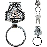 BQKBX Vintage Letter Keychain Western Cowboy Alphabet Keychain Western Initial Keychain Clip Holder for Pocket or Belt