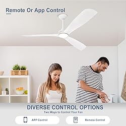 BvenuBigLite White Ceiling Fan with Light: 3 Blades